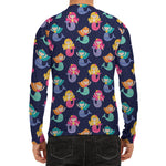 Colorful Mermaid Pattern Print Men's Long Sleeve Rash Guard