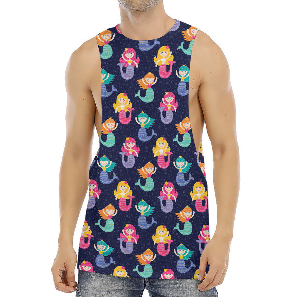 Colorful Mermaid Pattern Print Men's Muscle Tank Top