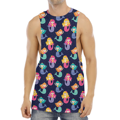 Colorful Mermaid Pattern Print Men's Muscle Tank Top