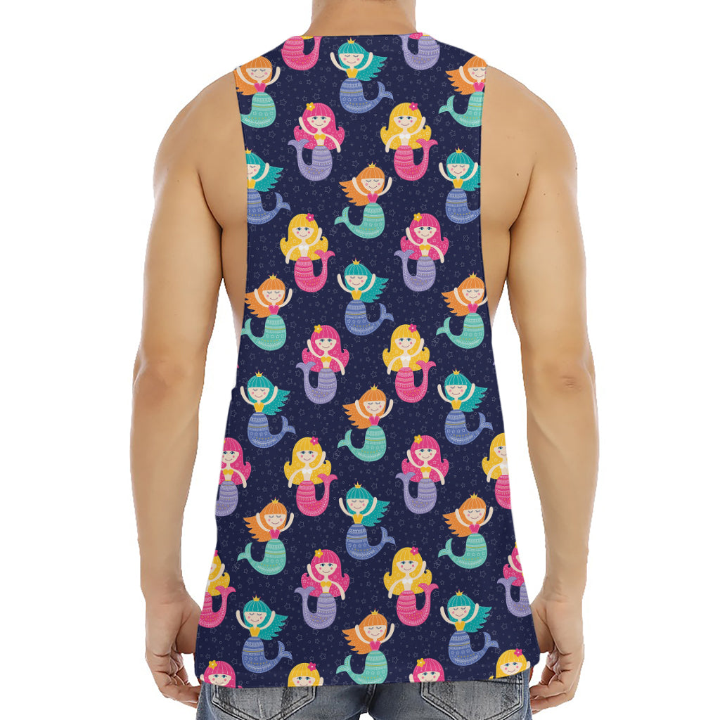 Colorful Mermaid Pattern Print Men's Muscle Tank Top
