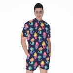 Colorful Mermaid Pattern Print Men's Rompers