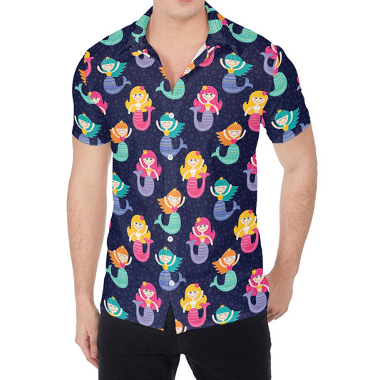 Colorful Mermaid Pattern Print Men's Shirt