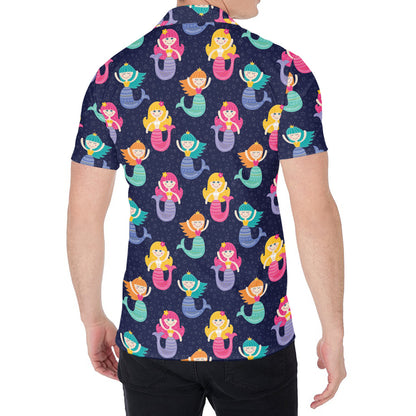 Colorful Mermaid Pattern Print Men's Shirt