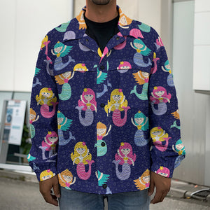 Colorful Mermaid Pattern Print Men's Shirt Jacket