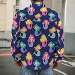 Colorful Mermaid Pattern Print Men's Shirt Jacket