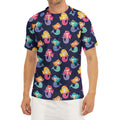 Colorful Mermaid Pattern Print Men's Short Sleeve Rash Guard