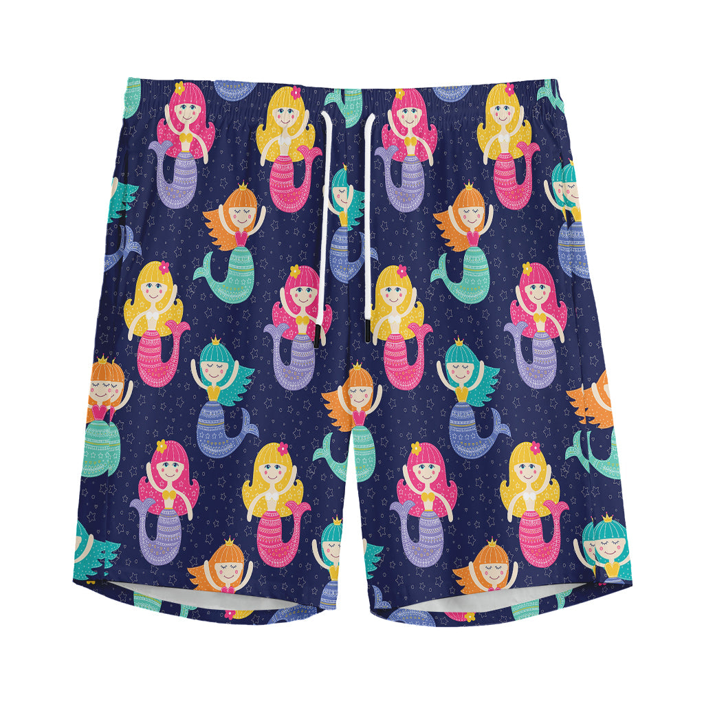 Colorful Mermaid Pattern Print Men's Sports Shorts