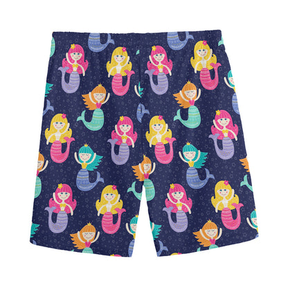 Colorful Mermaid Pattern Print Men's Sports Shorts