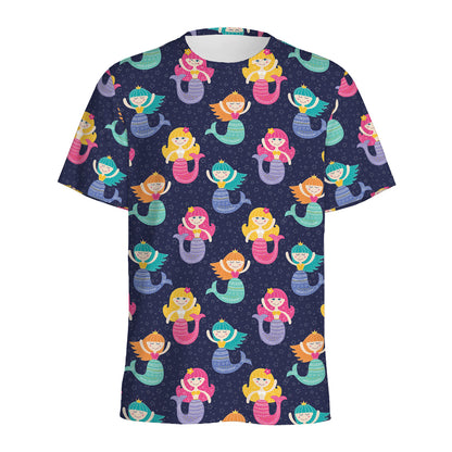Colorful Mermaid Pattern Print Men's Sports T-Shirt