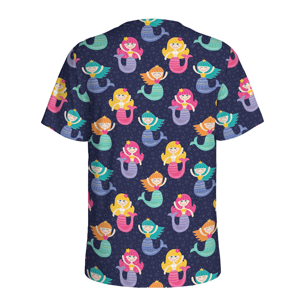 Colorful Mermaid Pattern Print Men's Sports T-Shirt