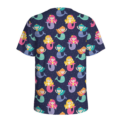 Colorful Mermaid Pattern Print Men's Sports T-Shirt