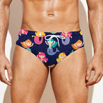 Colorful Mermaid Pattern Print Men's Swim Briefs