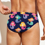 Colorful Mermaid Pattern Print Men's Swim Briefs