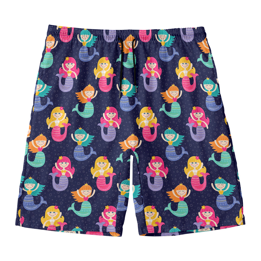 Colorful Mermaid Pattern Print Men's Swim Trunks