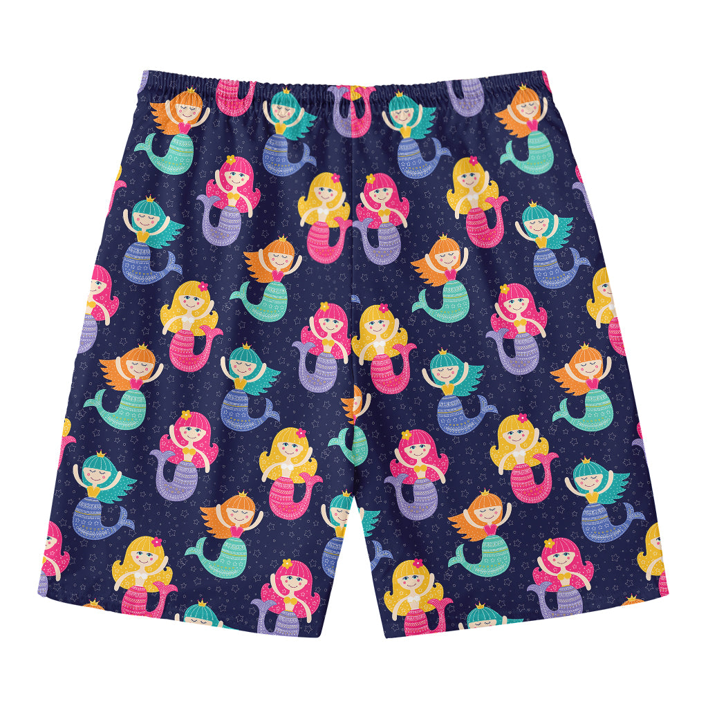 Colorful Mermaid Pattern Print Men's Swim Trunks