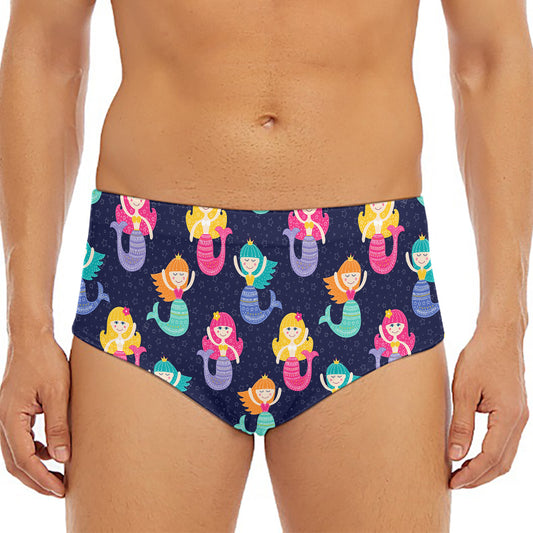 Colorful Mermaid Pattern Print Men's Triangle Swim Briefs