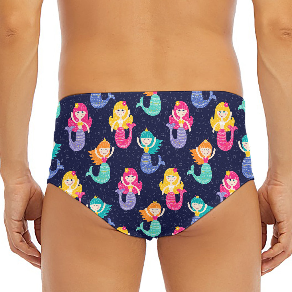 Colorful Mermaid Pattern Print Men's Triangle Swim Briefs