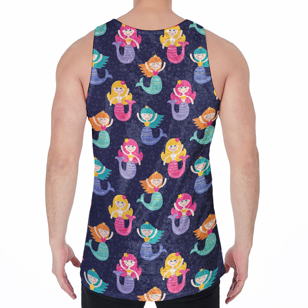 Colorful Mermaid Pattern Print Men's Velvet Tank Top