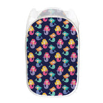Colorful Mermaid Pattern Print Mesh Laundry Hamper