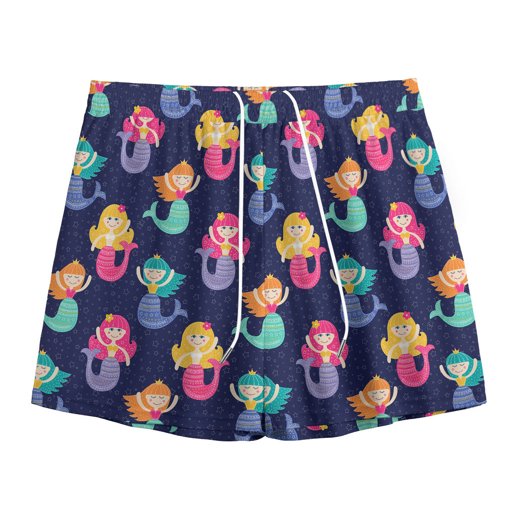 Colorful Mermaid Pattern Print Mesh Shorts