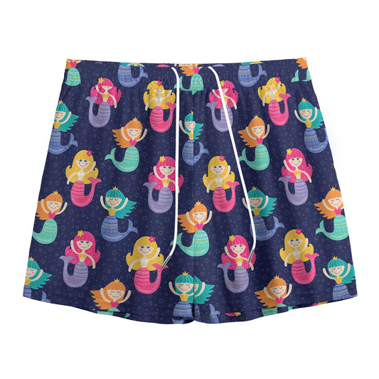Colorful Mermaid Pattern Print Mesh Shorts