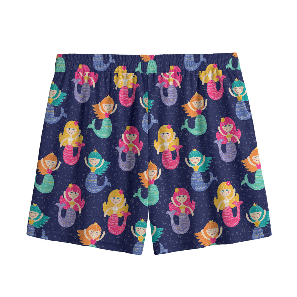Colorful Mermaid Pattern Print Mesh Shorts