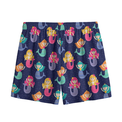 Colorful Mermaid Pattern Print Mesh Shorts
