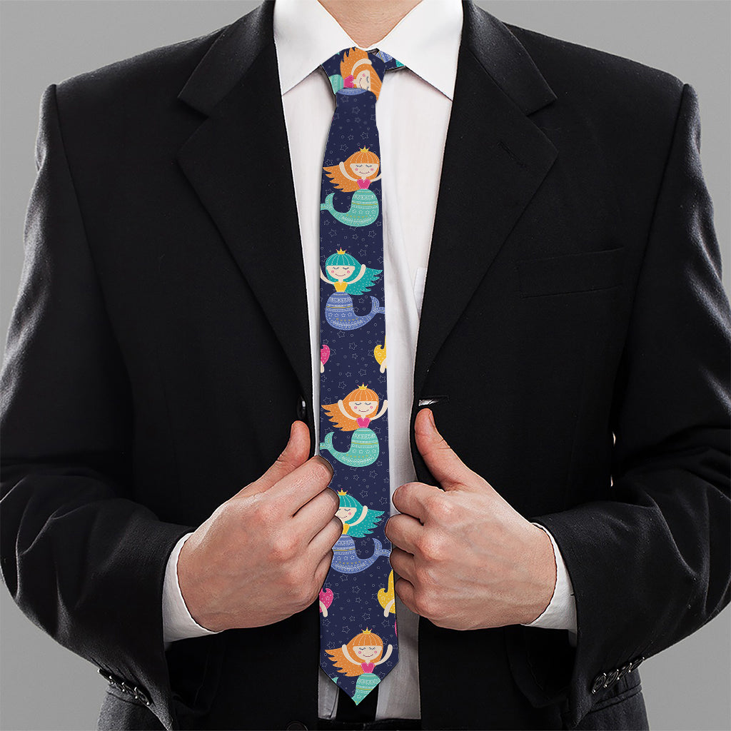Colorful Mermaid Pattern Print Necktie