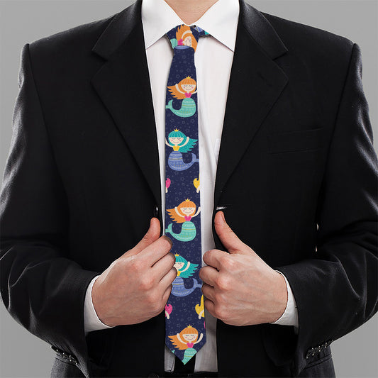 Colorful Mermaid Pattern Print Necktie