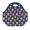 Colorful Mermaid Pattern Print Neoprene Lunch Bag