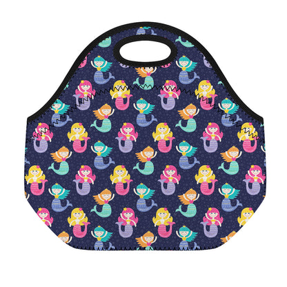 Colorful Mermaid Pattern Print Neoprene Lunch Bag