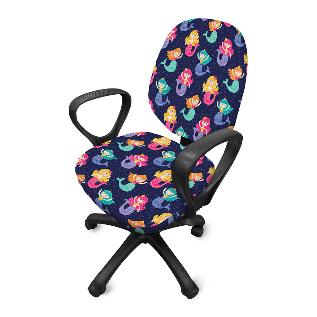 Colorful Mermaid Pattern Print Office Chair Cover