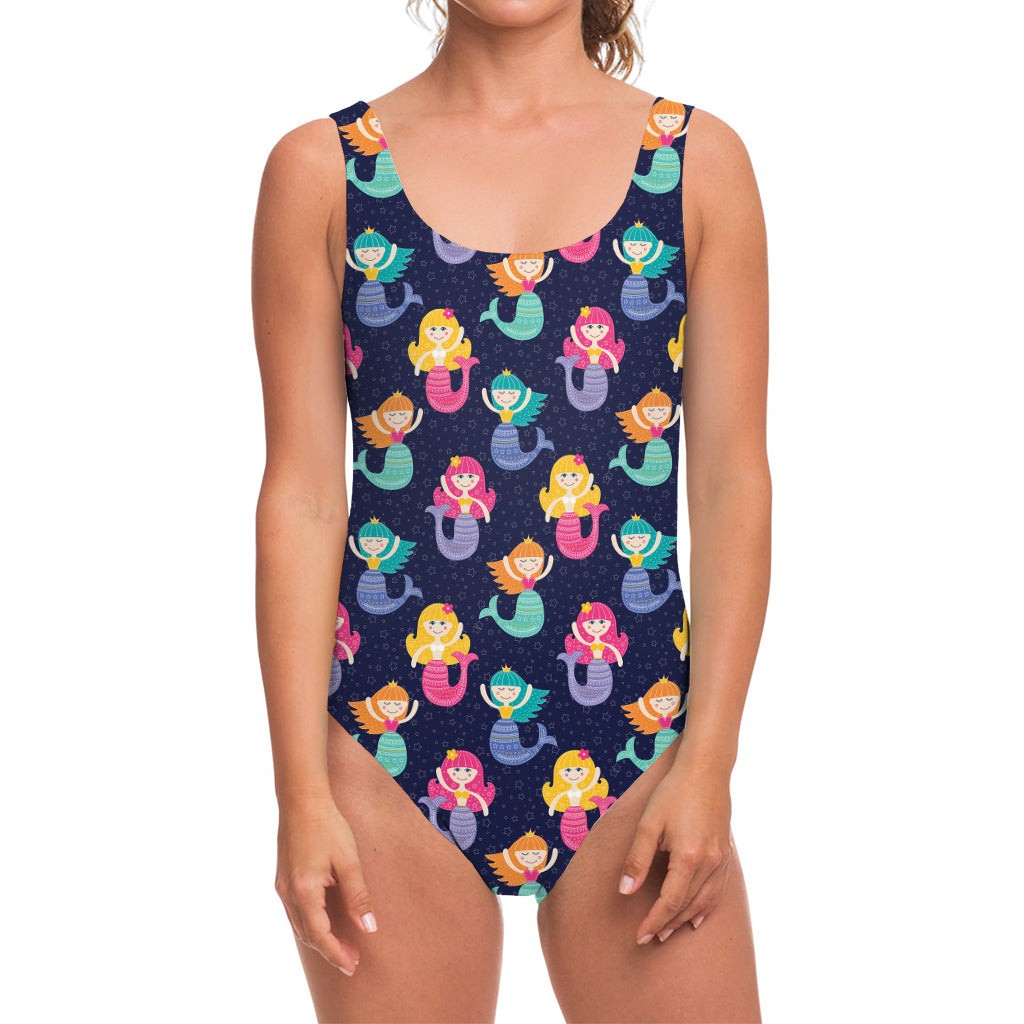 Colorful Mermaid Pattern Print One Piece Swimsuit