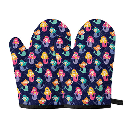 Colorful Mermaid Pattern Print Oven Mitts