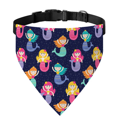 Colorful Mermaid Pattern Print Over The Collar Dog Bandana
