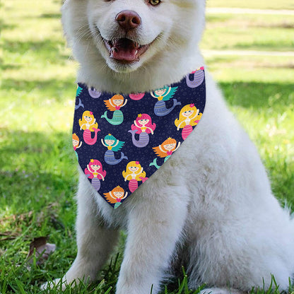 Colorful Mermaid Pattern Print Over The Collar Dog Bandana