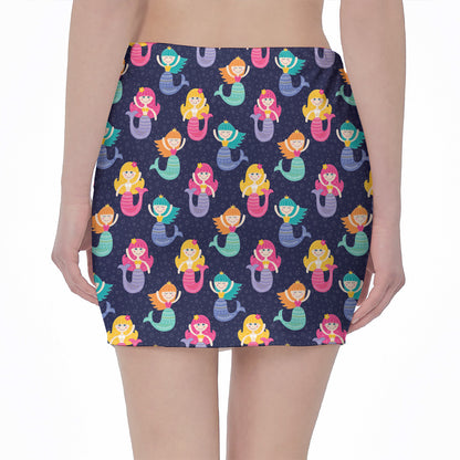 Colorful Mermaid Pattern Print Pencil Mini Skirt