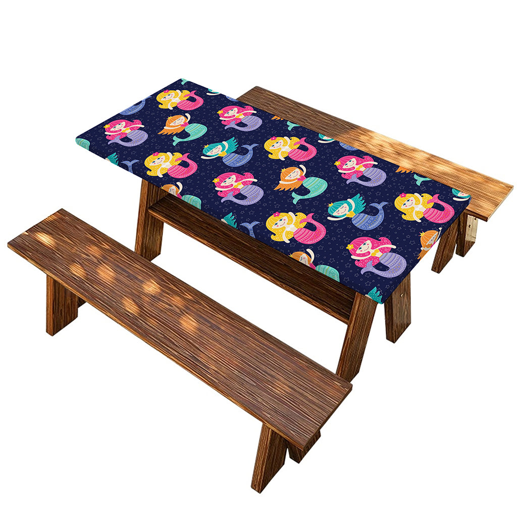 Colorful Mermaid Pattern Print Picnic Table Cover