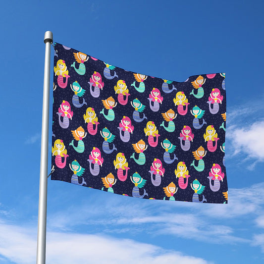 Colorful Mermaid Pattern Print Polyester Flag