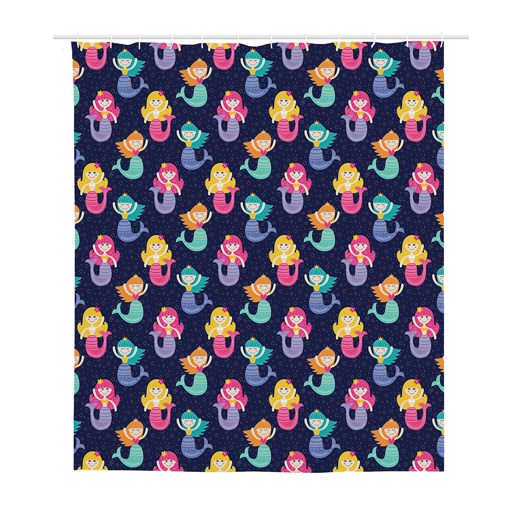 Colorful Mermaid Pattern Print Polyester Shower Curtain