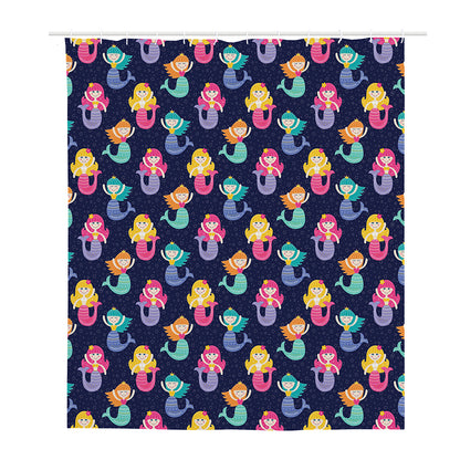 Colorful Mermaid Pattern Print Polyester Shower Curtain