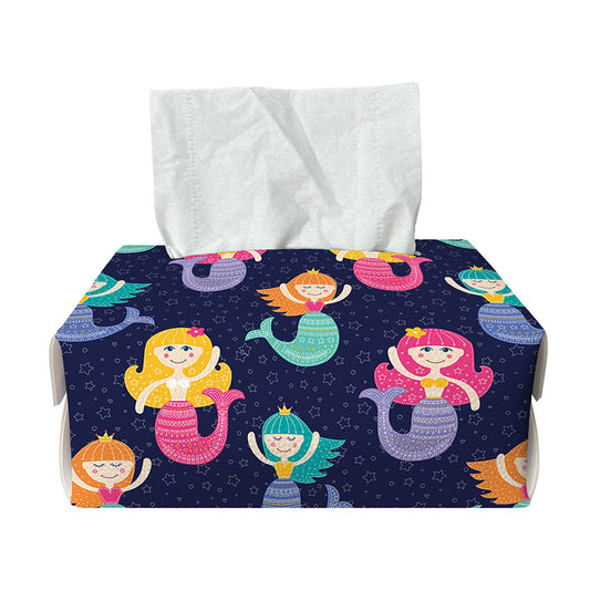 Colorful Mermaid Pattern Print Rectangle Tissue Box Cover