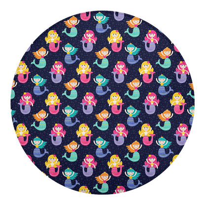 Colorful Mermaid Pattern Print Round Blanket