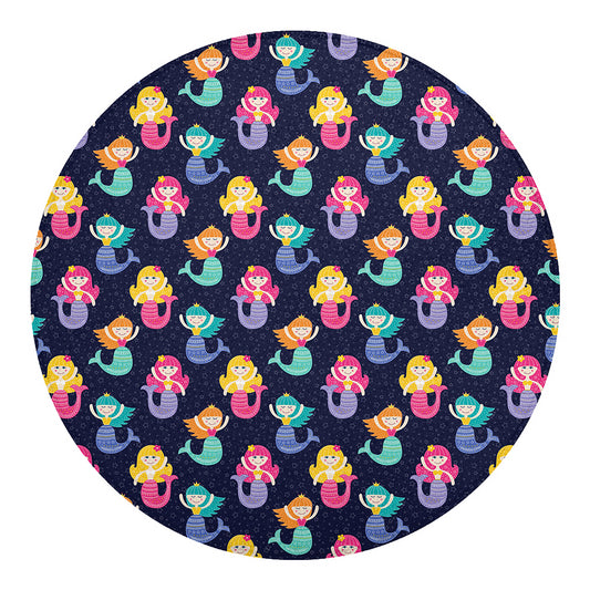 Colorful Mermaid Pattern Print Round Blanket