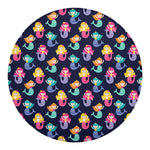 Colorful Mermaid Pattern Print Round Blanket