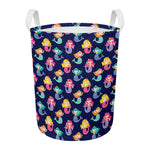 Colorful Mermaid Pattern Print Round Laundry Basket