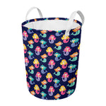 Colorful Mermaid Pattern Print Round Laundry Basket