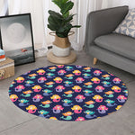 Colorful Mermaid Pattern Print Round Rug