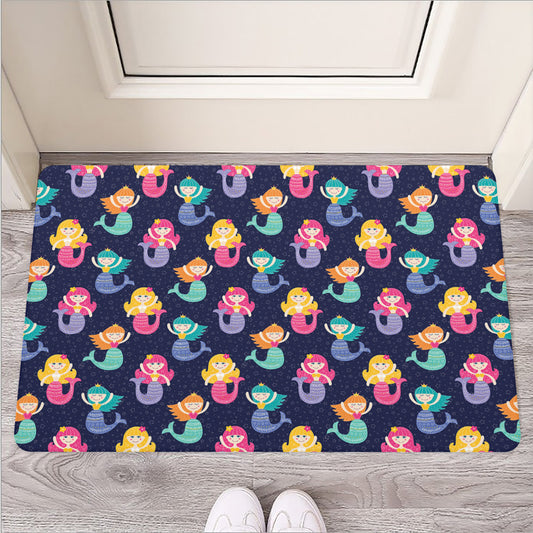 Colorful Mermaid Pattern Print Rubber Doormat