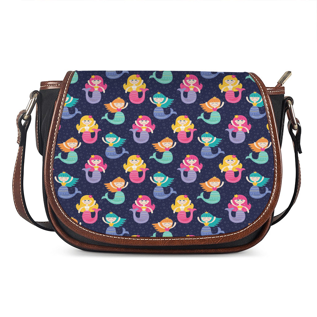 Colorful Mermaid Pattern Print Saddle Bag